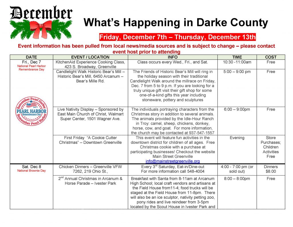 Community Calendar Whats Happening 11.23.18 Copy Page 1