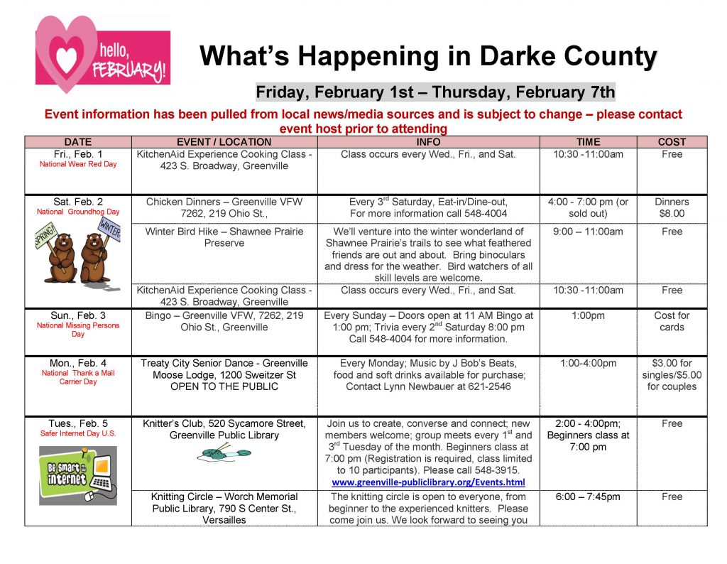 Community Calendar Whats Happening 1.18.19  Page 1