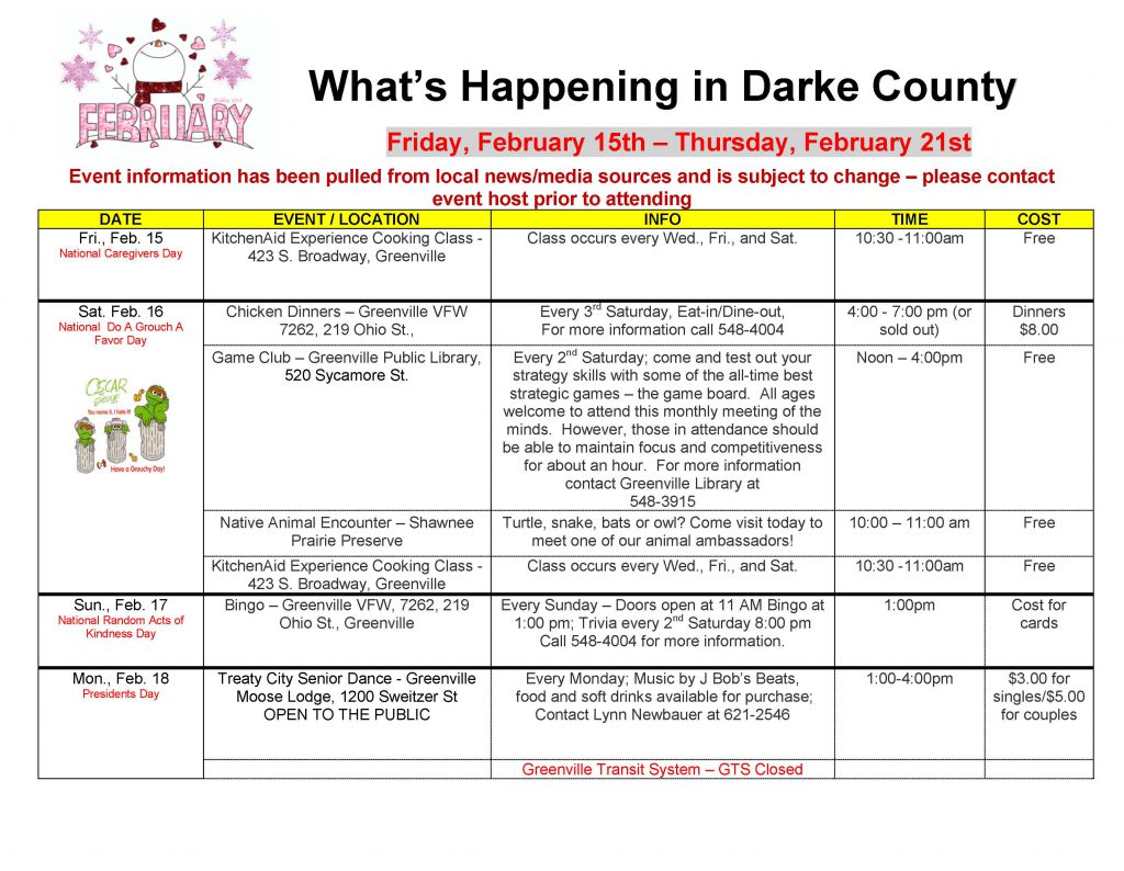 Community Calendar Whats Happening 2.15.19  Page 1